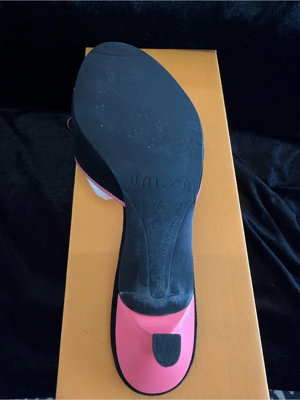 Unisa Pink and Black Floral kitten heels